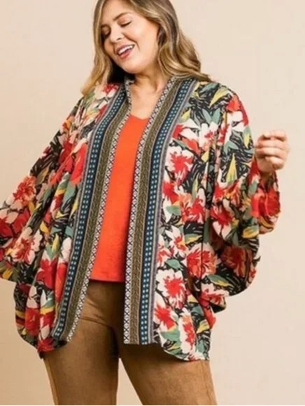 Umgee USA Floral Open Style Kimono Size XL